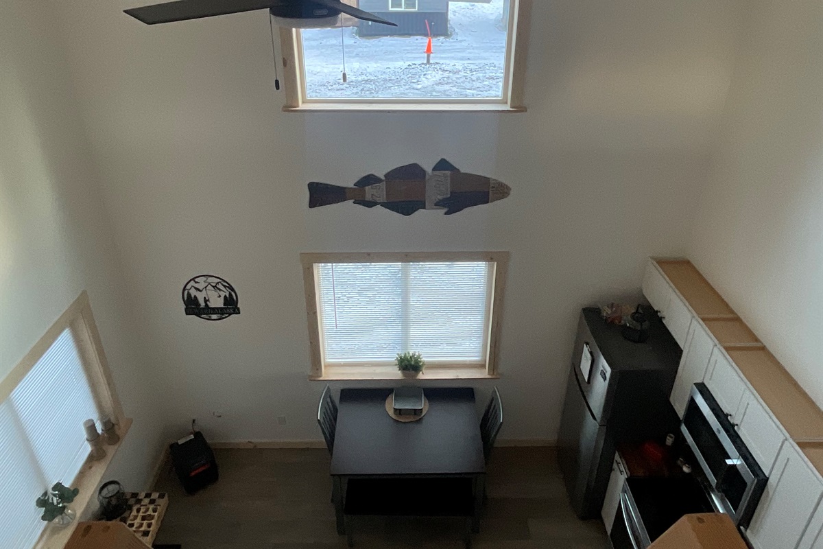 View from Loft including ceiling fan.