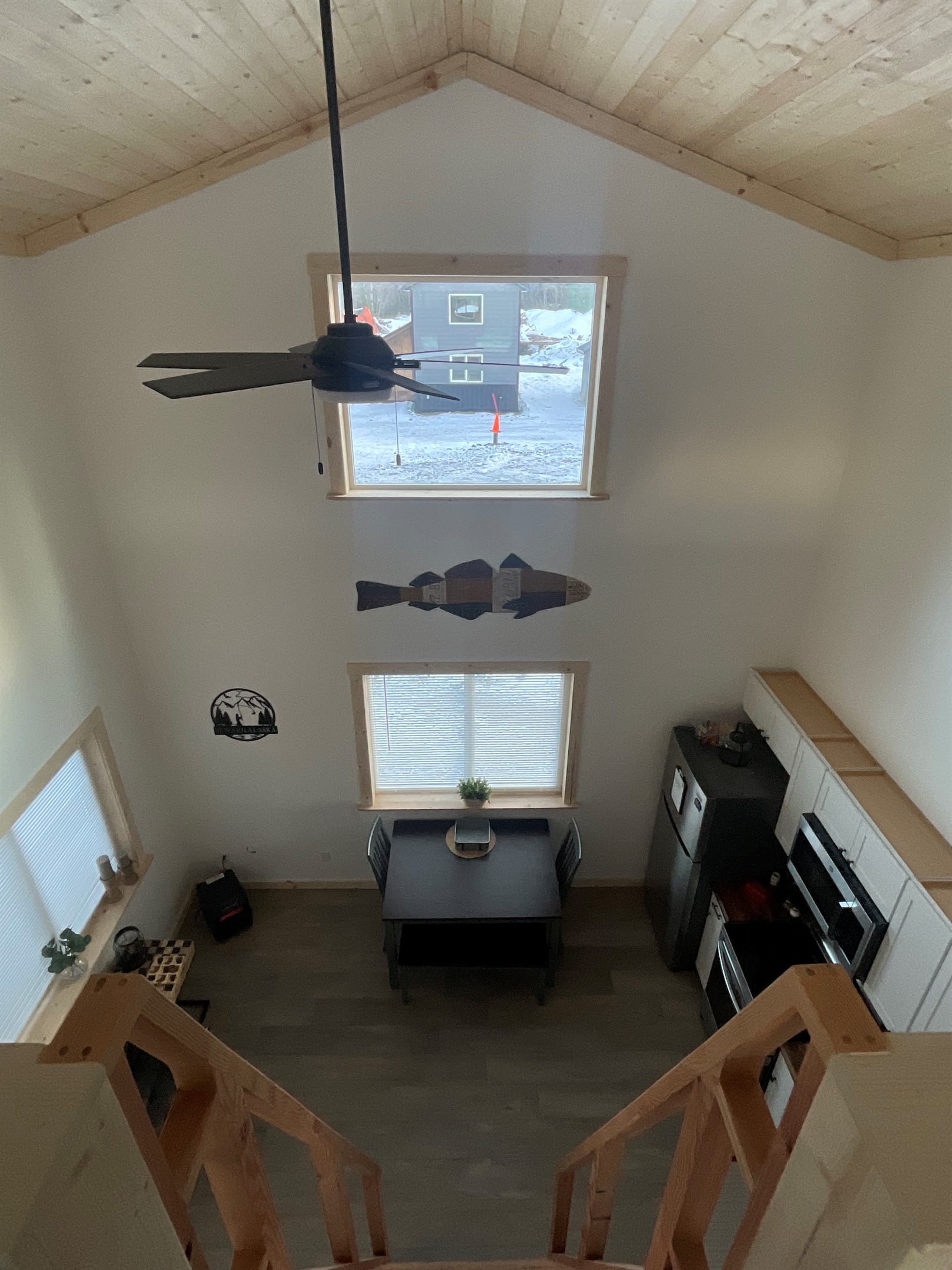 View from Loft including ceiling fan.