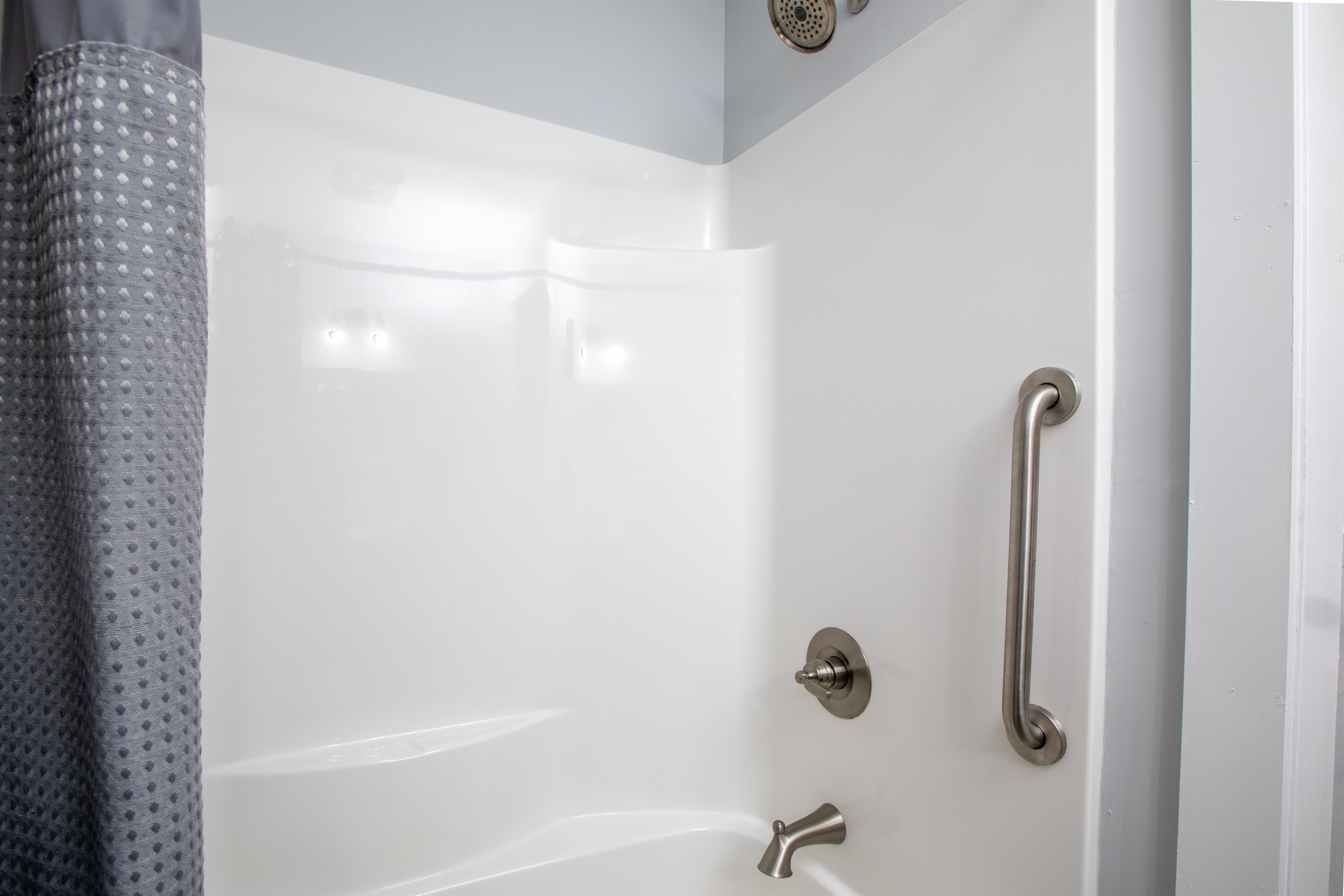 Basement bathroom with safety rail