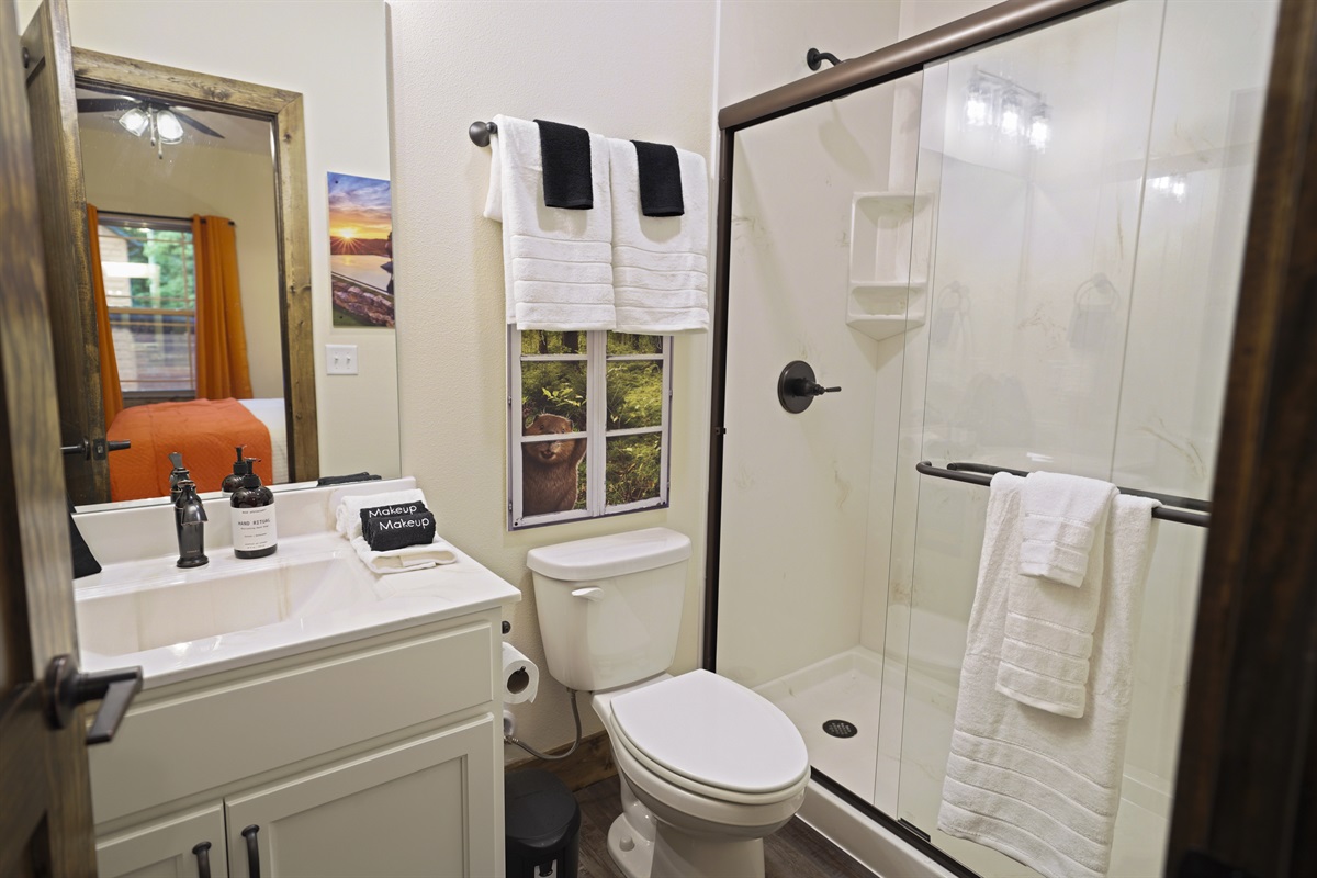 Walk in shower and all the amenities you need