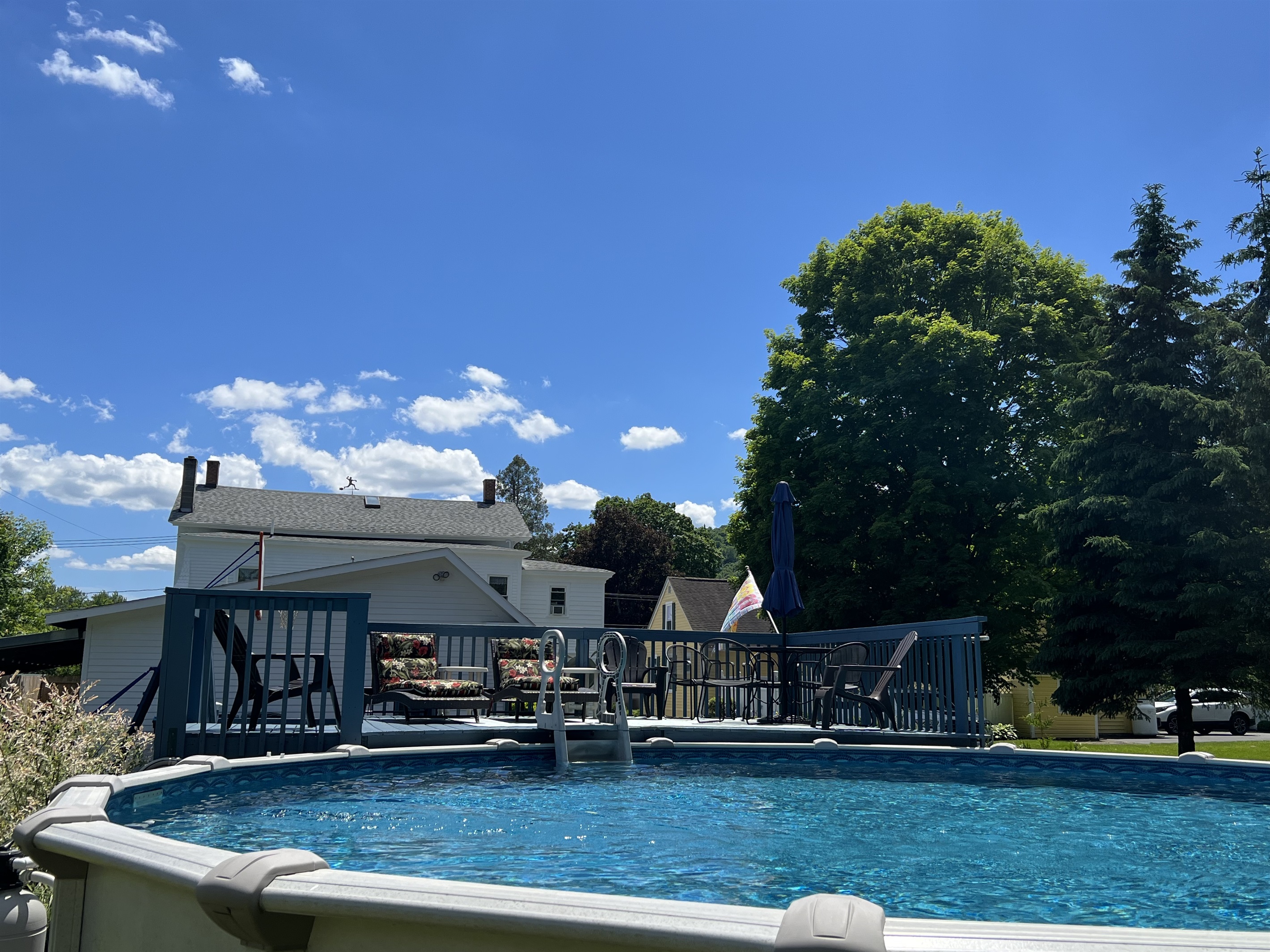 Pool in backyard