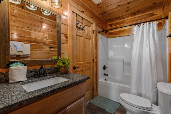 Downstairs bathroom with tub/shower combo