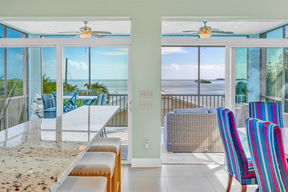 Amazing ocean views from the kitchen and living room all day long.