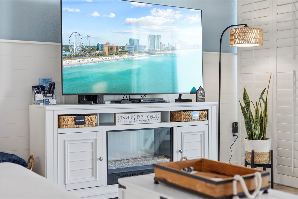 Electric fireplace for ambiance or heat!