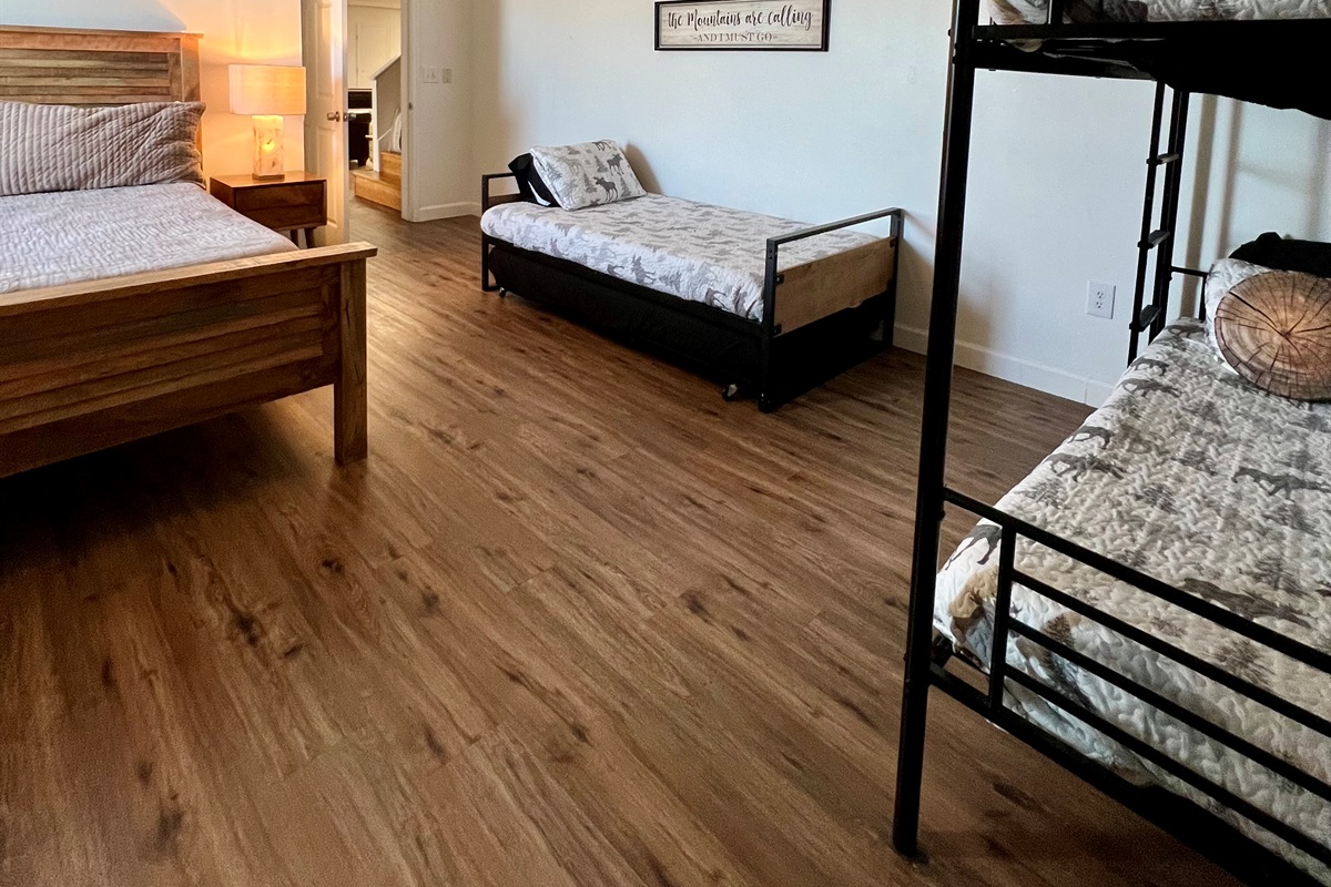 Bedroom 5 - King Bed, trundle bed (2 twins), and bunk bed (2 twins)