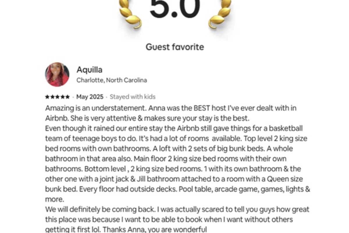 Stay where guests consistently rave about the comfort, space, and memories made with loved ones.