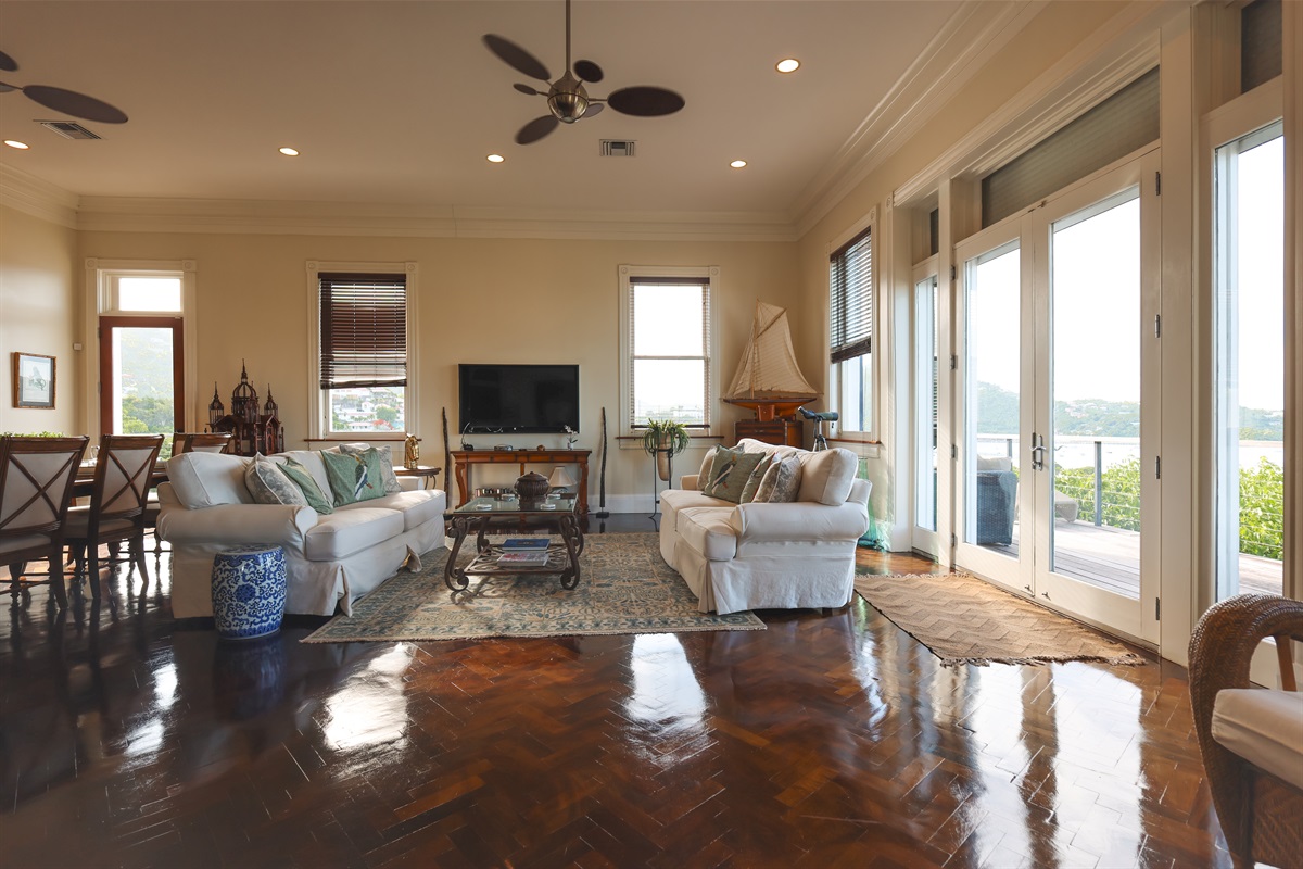 Much of the wood floor throughout the home is original.