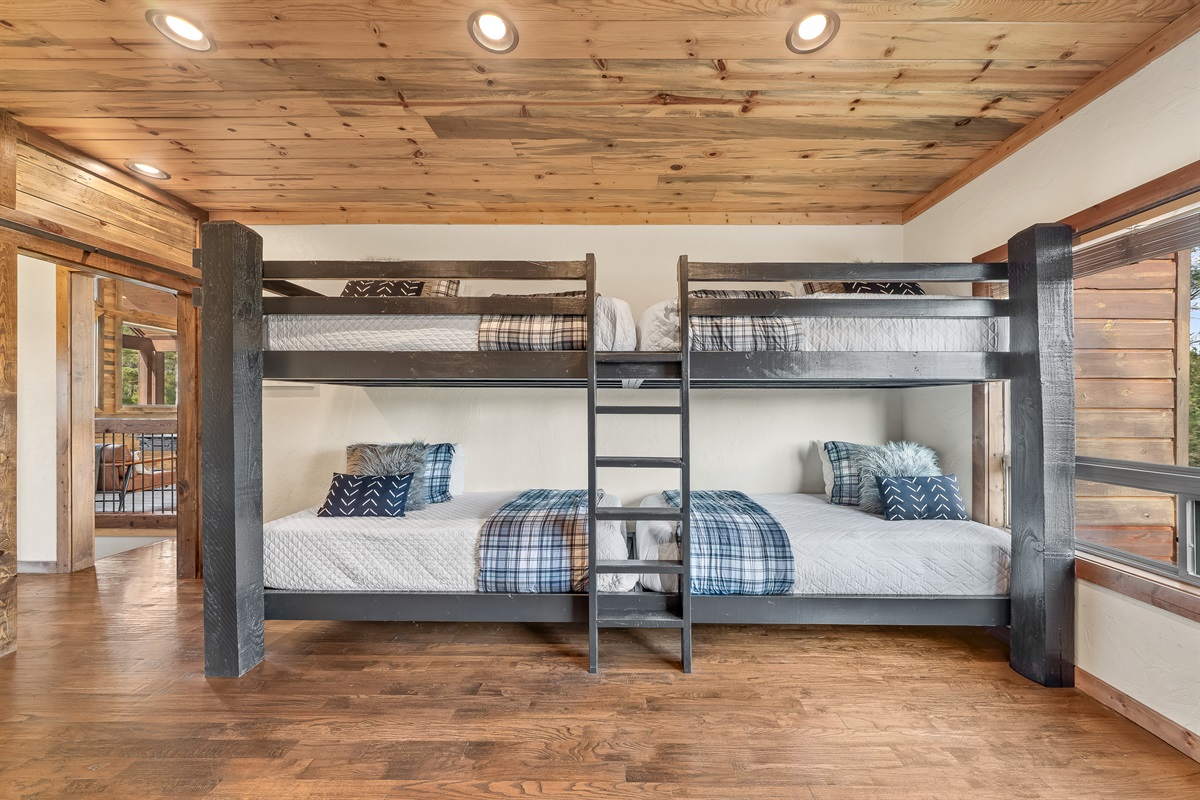 Bunks offering four twin beds. The bunk room sleeps eight guests.