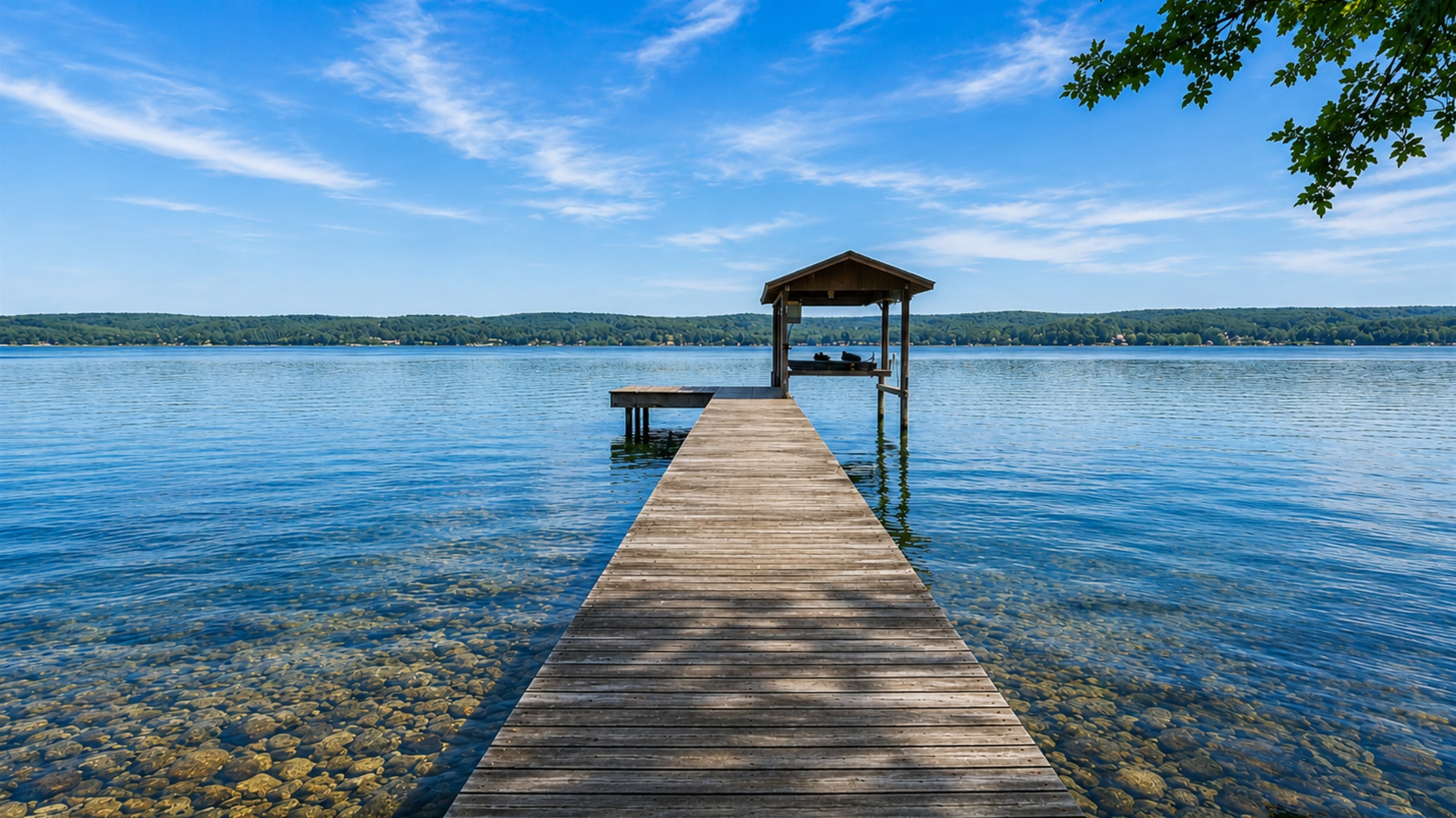 Lakefront / Boathouse / Dock (requires three flights of stairs to access) -  Stroll down our peaceful wooden pier extending into the crystal-clear waters of the lake, complete with a charming gazebo—ideal for serene lakeside moments.