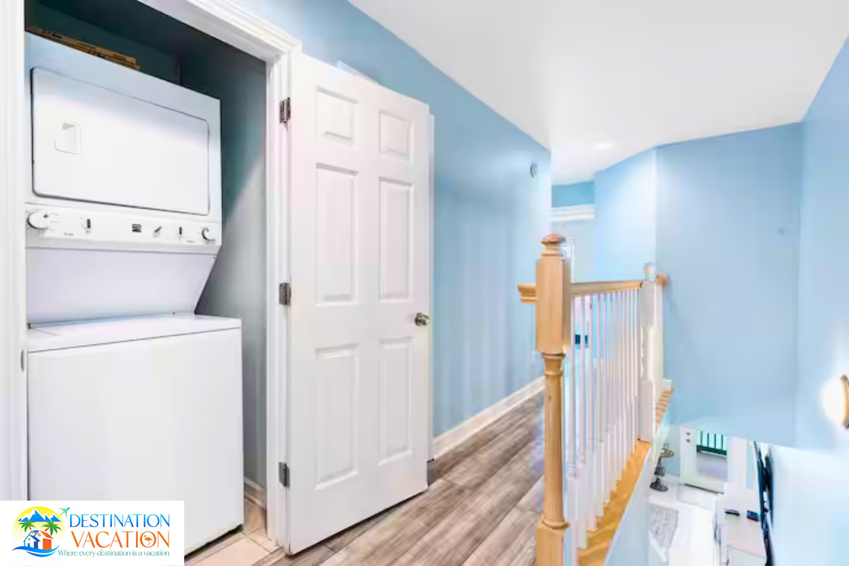 Convenient laundry amenities make extended stays effortless.