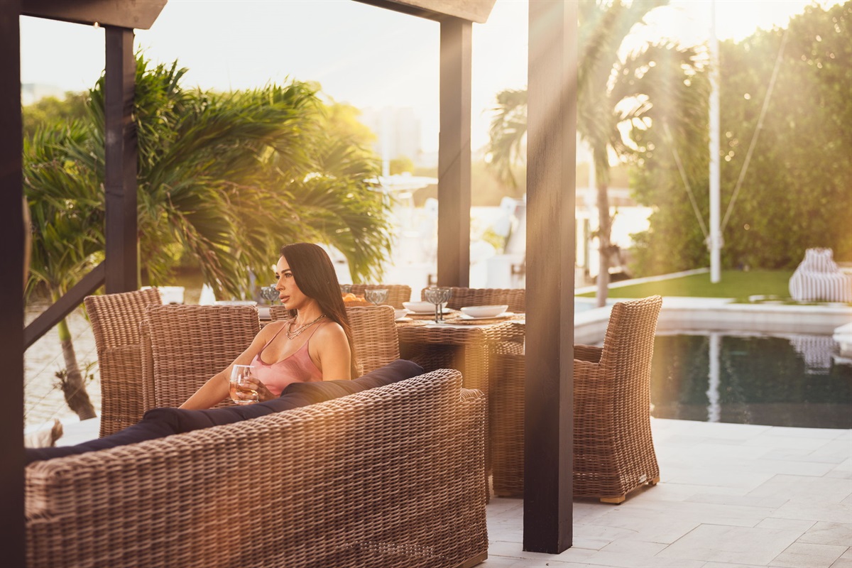 Enjoy your favorite glass of wine as the sun sets over the beautiful Florida waterways.