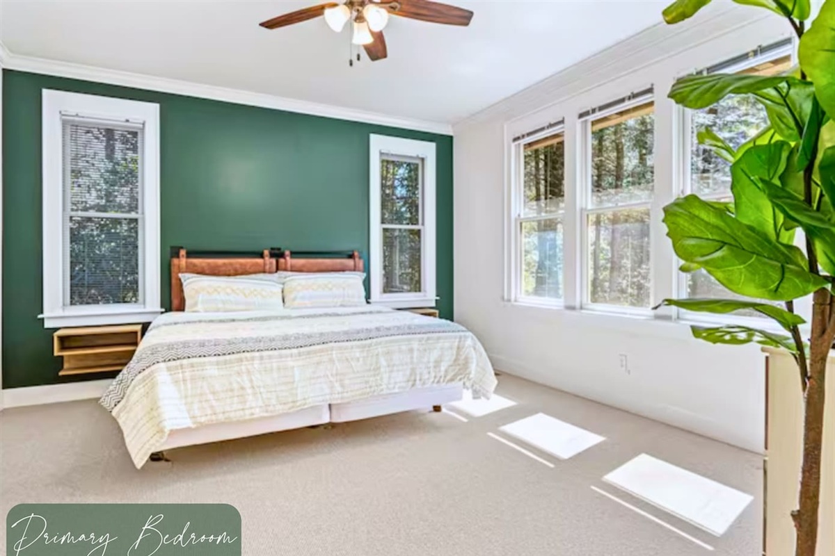 Primary Bedroom with Beautiful Green Accent Wall