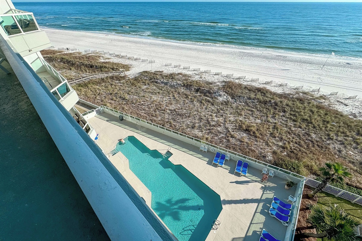 View of pool from the balcony 