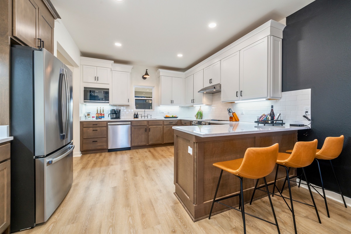 Kitchen Island Provides Additional Seating for 3