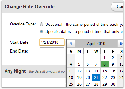 Override types for a rate override