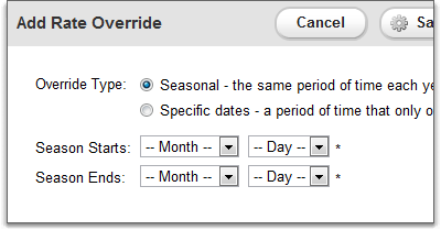 Override types for a rate override