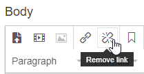Remove a link by selecting your link and clicking on the Remove link icon.