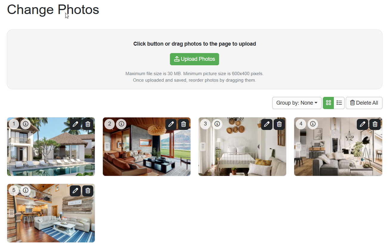 OwnerRez automatically deduplicates photos when importing the same property from either Airbnb or Vrbo, keeping the highest-quality version regardless of import order and preserving captions, ensuring that all of your property photos in OwnerRez are accurate.