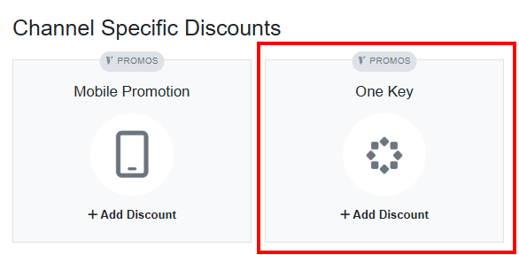 Navigate to Settings - Pricing - Discounts - + Create Discount - Channel Specific Discounts - OneKey.