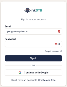Log in to your InkSTR account.