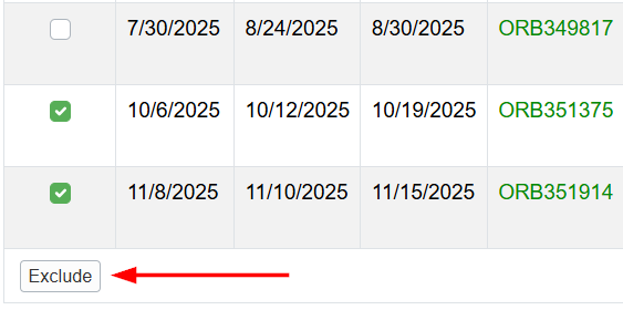 You can exclude specific bookings or expenses from owner statements by checking the checkbox to the left of the booking or expense and clicking the Exclude button at the bottom of that section.