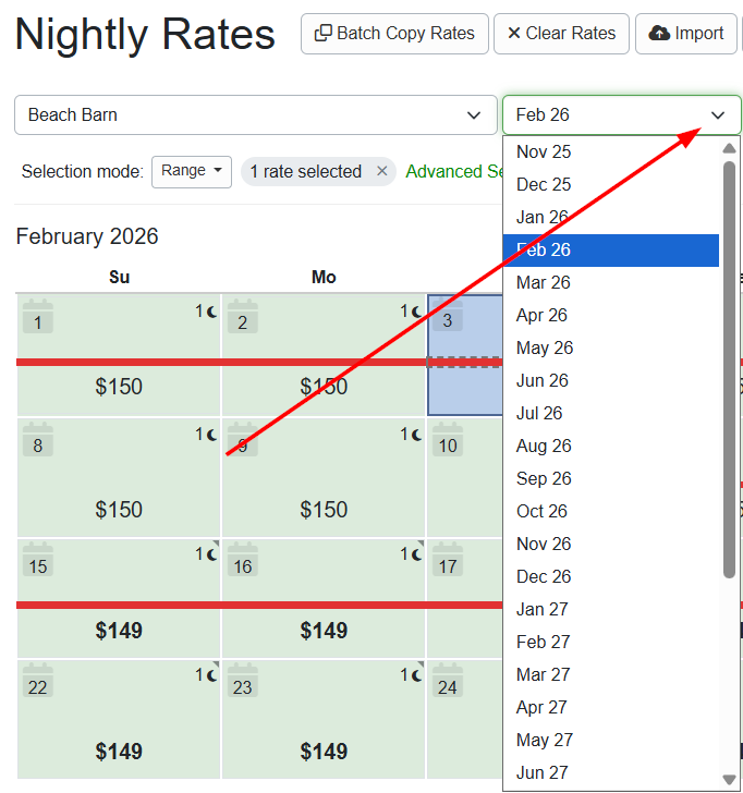 Similarly, users can change the month view by scrolling up or down or by using the Month Selector drop-down list.