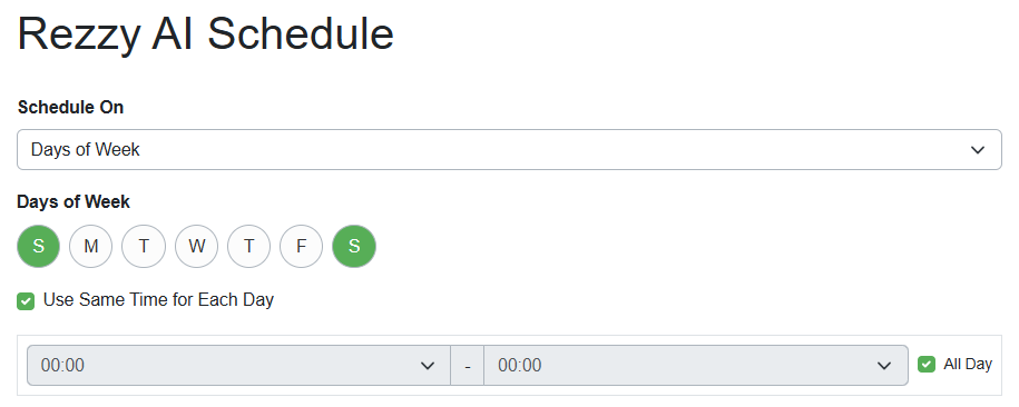 Want Rezzy to respond to guests over the weekend automatically? You can do that by creating a weekend schedule.