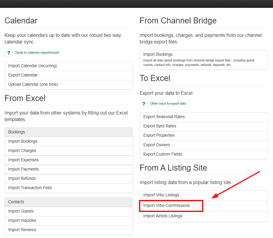 Import Vrbo Commissions