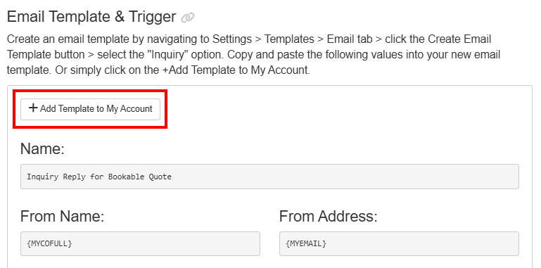 Additionally, you can also add templates and triggers directly from some support articles, if available, by clicking on the&nbsp;+Add Template to My Account.