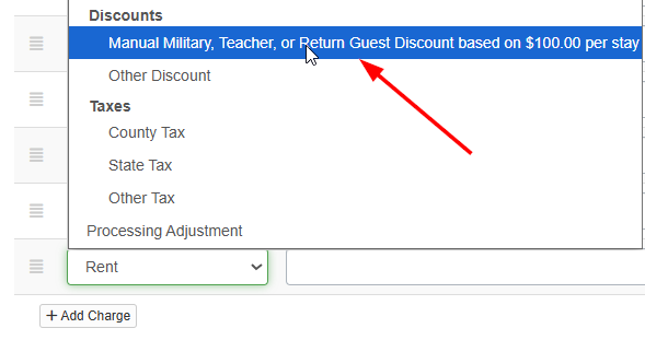 Select your previously configured manual discount from the Item dropdown list.