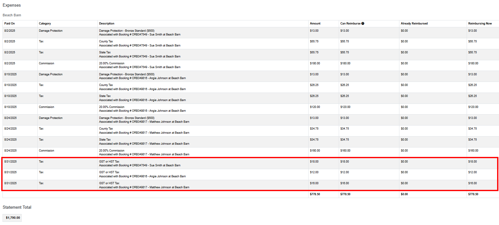 When configured, this new Statement Tax is automatically generated and displayed in the Expense section of Owner Statements.