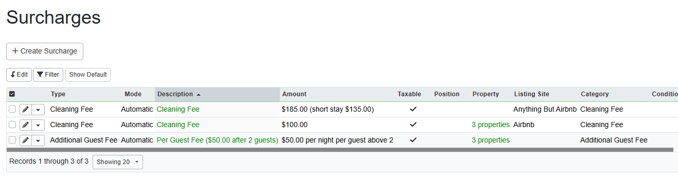 The OwnerRez system detects conflicts with existing surcharges and automatically splits them by listing channel when importing surcharges or fees from Airbnb or Vrbo.  If an imported fee matches an existing surcharge (same type and amount), the existing fee is reused. If there's a conflict (same type but different settings), the existing fee is restricted to 