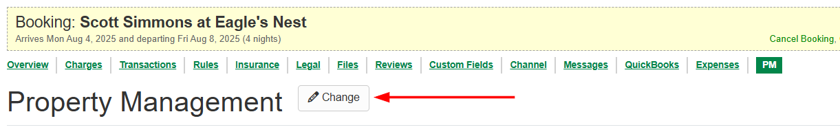 Navigate to the PM tab > and click on the Change button.