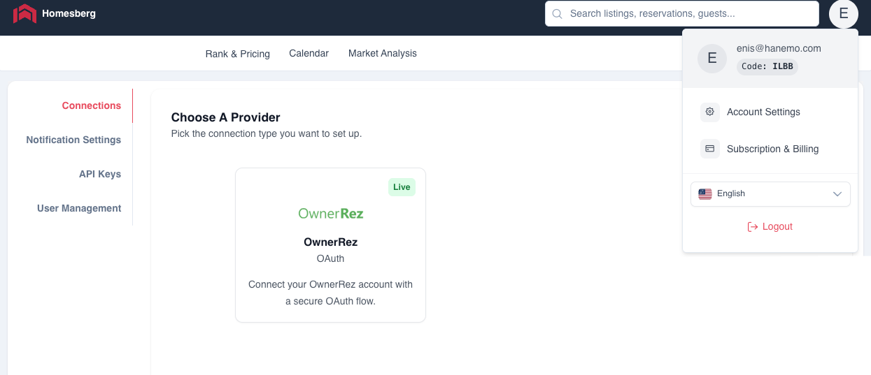 &nbsp;Select Ownerez from the Connections page.