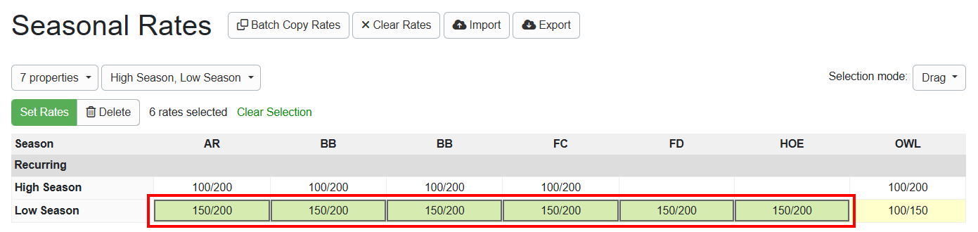 And you can see our new Seasonal Rates.