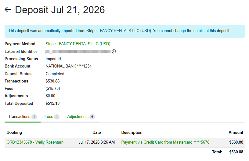 Stripe payments can now be deposited in multiple installments, with OwnerRez tracking each partial deposit separately while maintaining full transaction history and ensuring accurate reporting across deposits, statements, and QuickBooks sync.