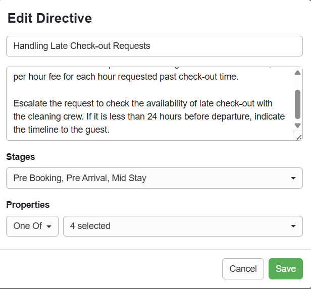 After you click on the Edit pencil icon, the Edit Directive will open in a pop-up window, allowing you to edit it.
