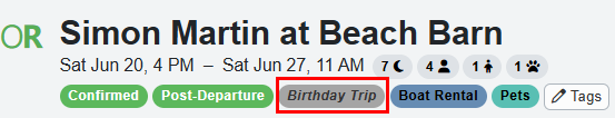 Disabled tags will continue to appear on bookings as greyed-out tags. Deleted tags are removed completely.
