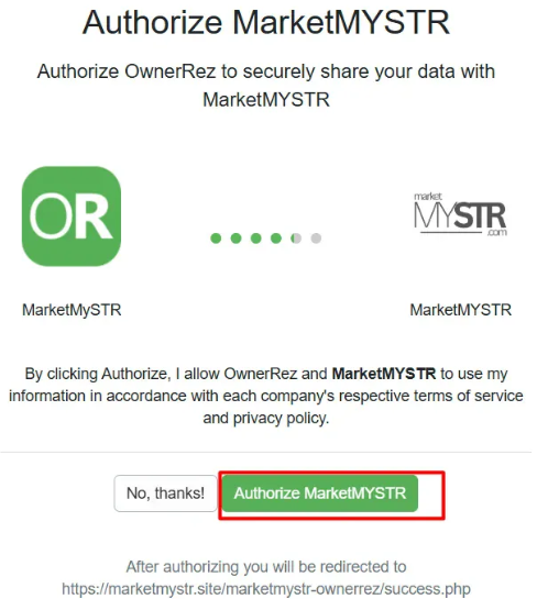 4.&nbsp;&nbsp;Log in to OwnerRez.&nbsp;Log in to your OwnerRez account to proceed with the authorization. If you are already logged in to your OwnerRez account, an authorization window will appear. Click 