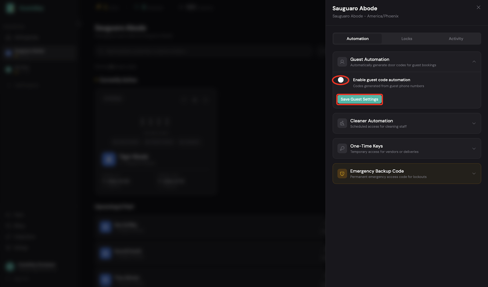 Toggle the switch to enable automation and click 