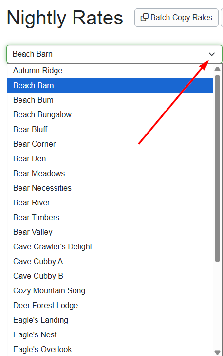 The property's monthly views can be changed&nbsp;by selecting a specific property from the Property Selector drop-down list.
