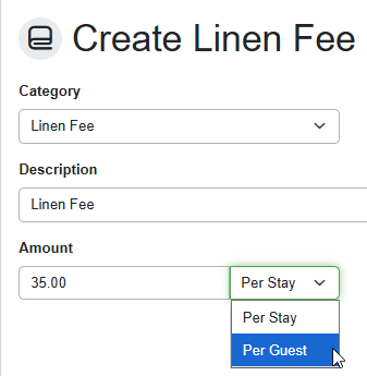 Enter your Description and Amount per stay or guest.
