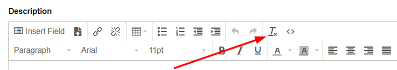 The solution is to click the Clear Formatting (Tx) button in the description editor to eliminate all inline styles. After doing so, your descriptions will automatically adopt the colors and fonts from your website's theme settings.