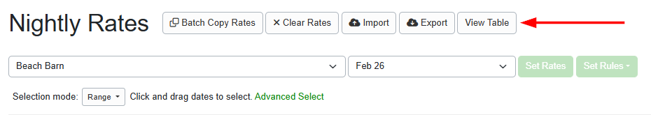 Wondering what happened to the Spot Rates tab? It's still available. Simply click on the View Table button at the top of the Nightly Rates page.