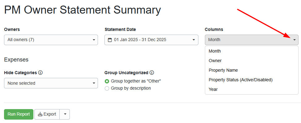 PM Owner Statement Summary Report Example