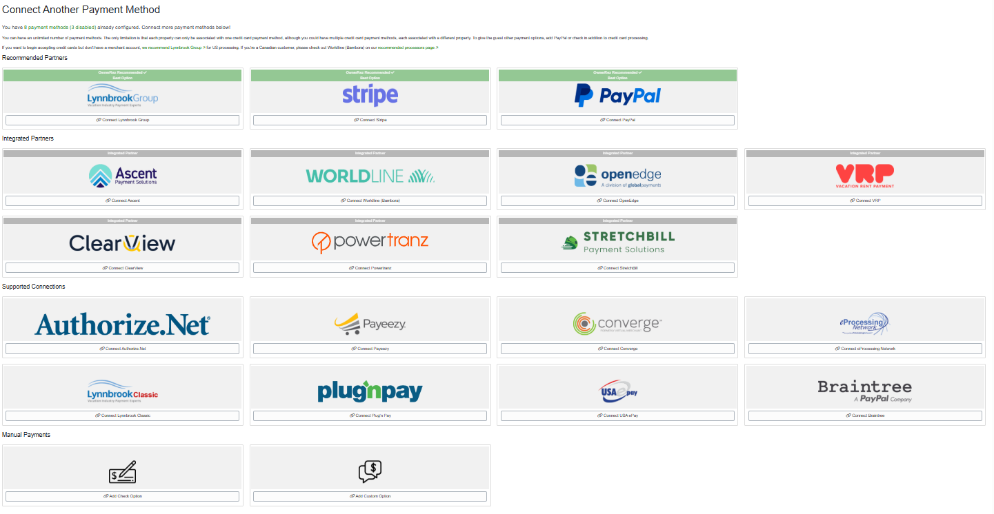 OwnerRez Payment Methods