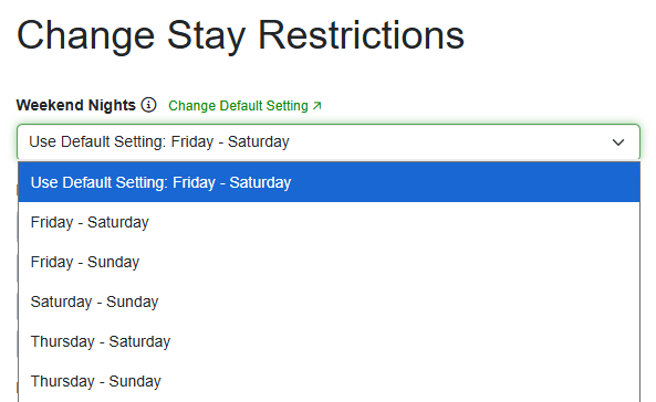 Select your option from the Weekend Nights dropdown list.