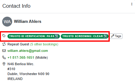 &nbsp;At this point, you are all set. When a new booking is confirmed on OwnerRez, Trustd.ai will run guest&nbsp;screening after the guest signs the form, and the result will be registered in the TAG field, as shown below.&nbsp;The &ldquo;Link to the Report&rdquo; will be recorded in the Custom Field. Simply copy and paste the link into your&nbsp;browser to access the full report.