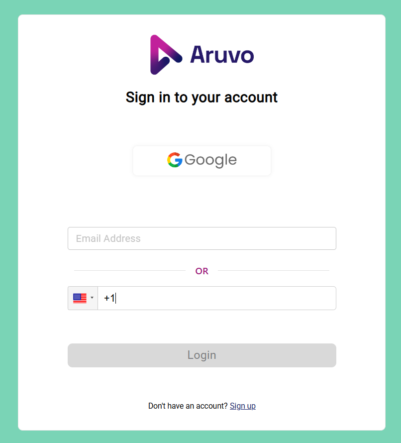 Log in&nbsp;to the Aruvo TV web portal.