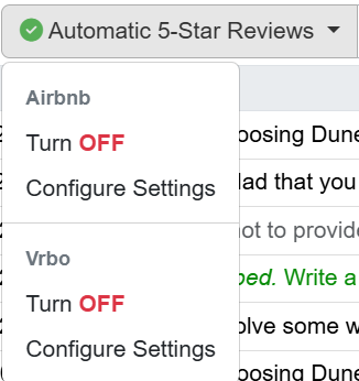 Similarly, turning off automatic 5-star host reviews is just as straightforward.